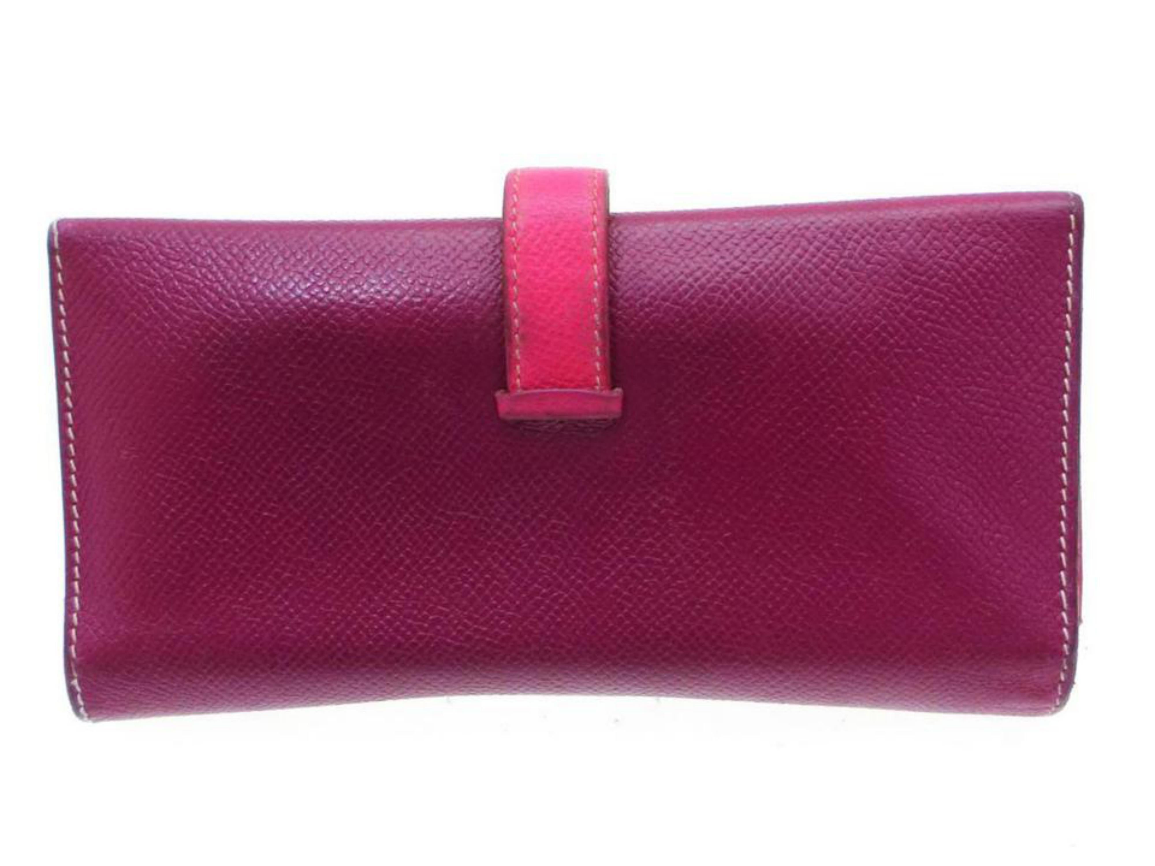Hermès Purple X Pink Bicolor Bearn Bifold 226846 Wallet In Excellent Condition In Forest Hills, NY