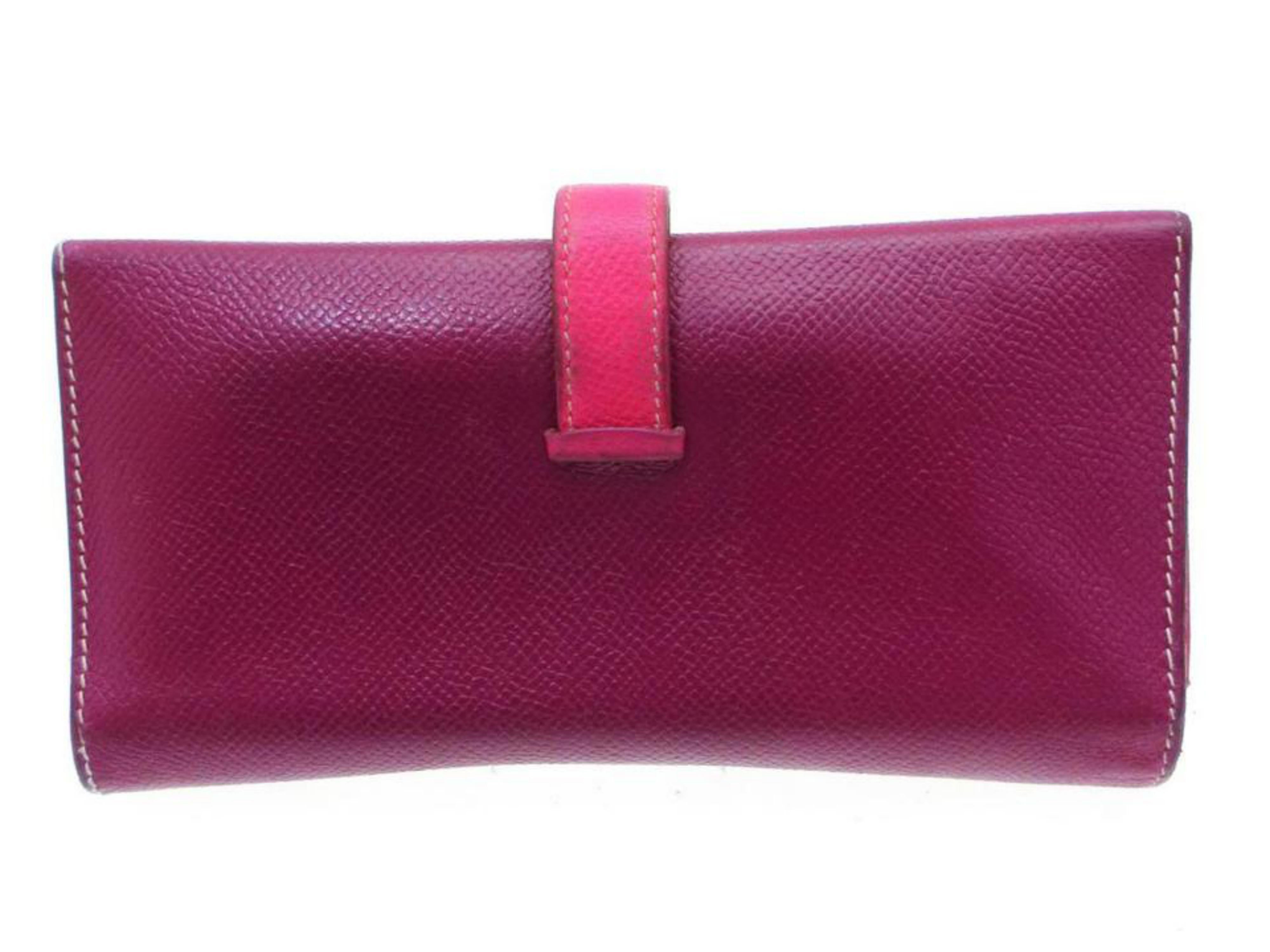 Herm s Purple X Pink Bicolor Bearn Bifold 226846 Wallet at 1stDibs
