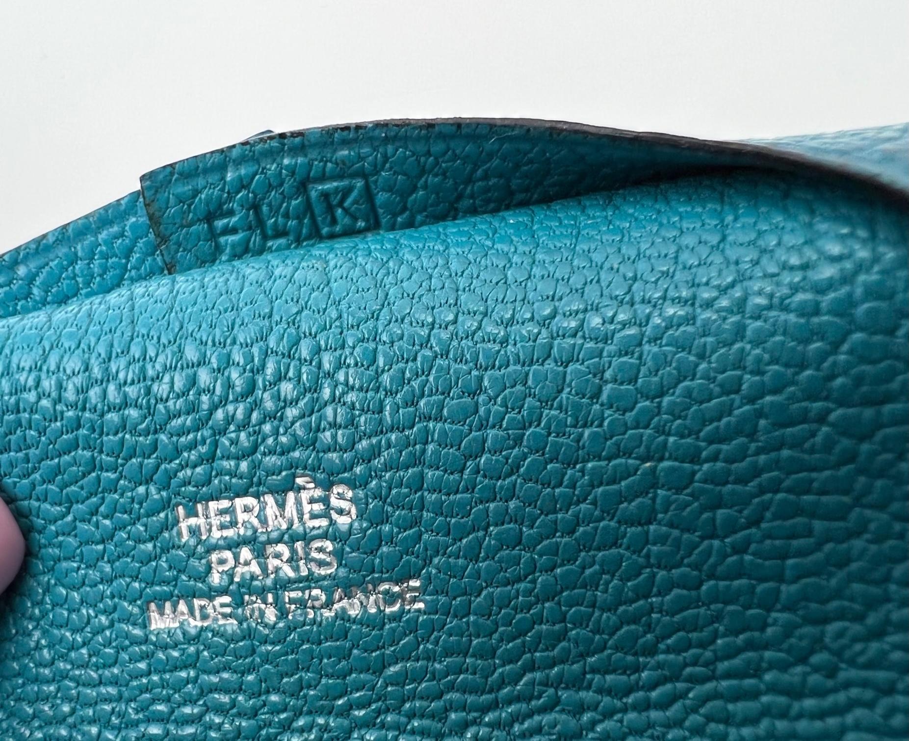 Hermès Purse Chevre Mysore Bastia Verso Coin Purse Mini W/Added Chain en vente 1