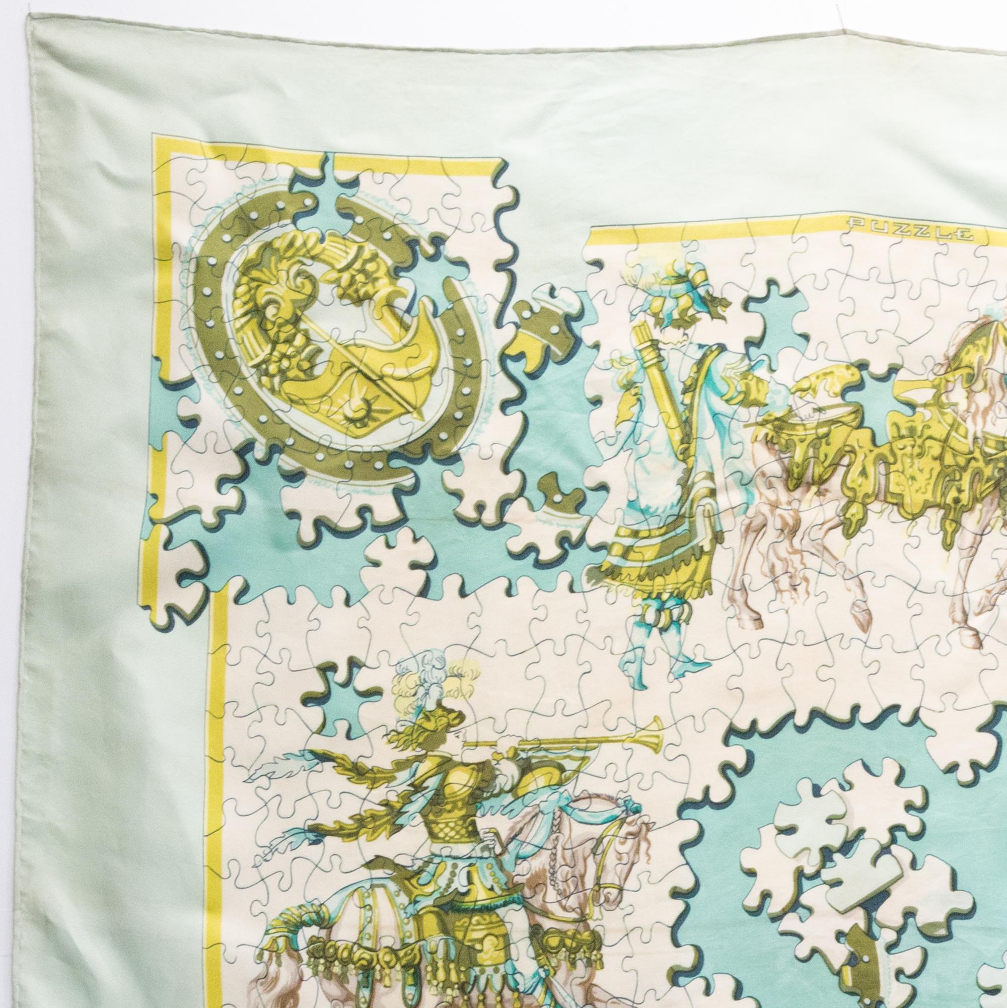 Gray Hermes Puzzle by Joachim Metz Silk Scarf