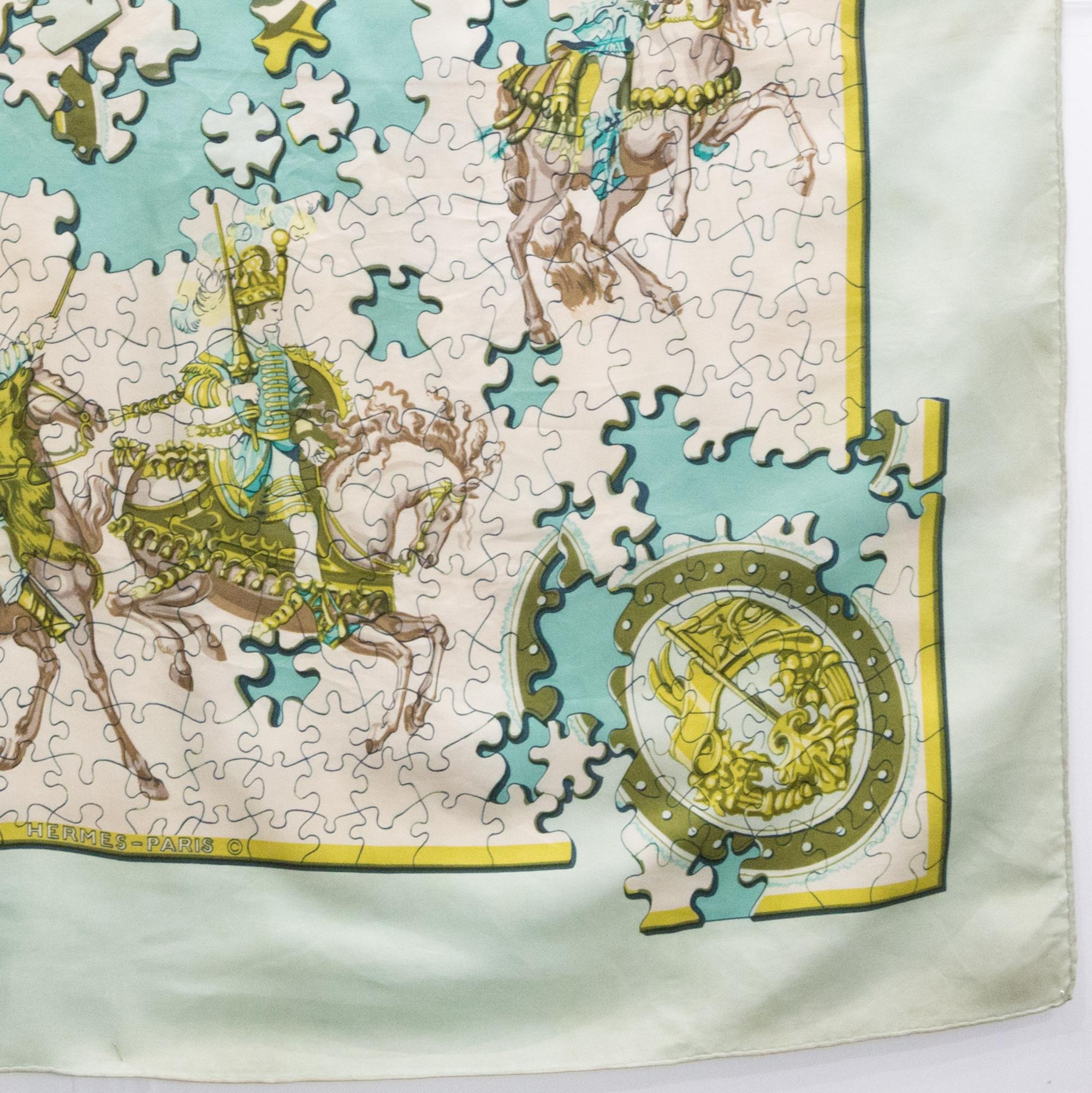 Hermes Puzzle by Joachim Metz Silk Scarf 1
