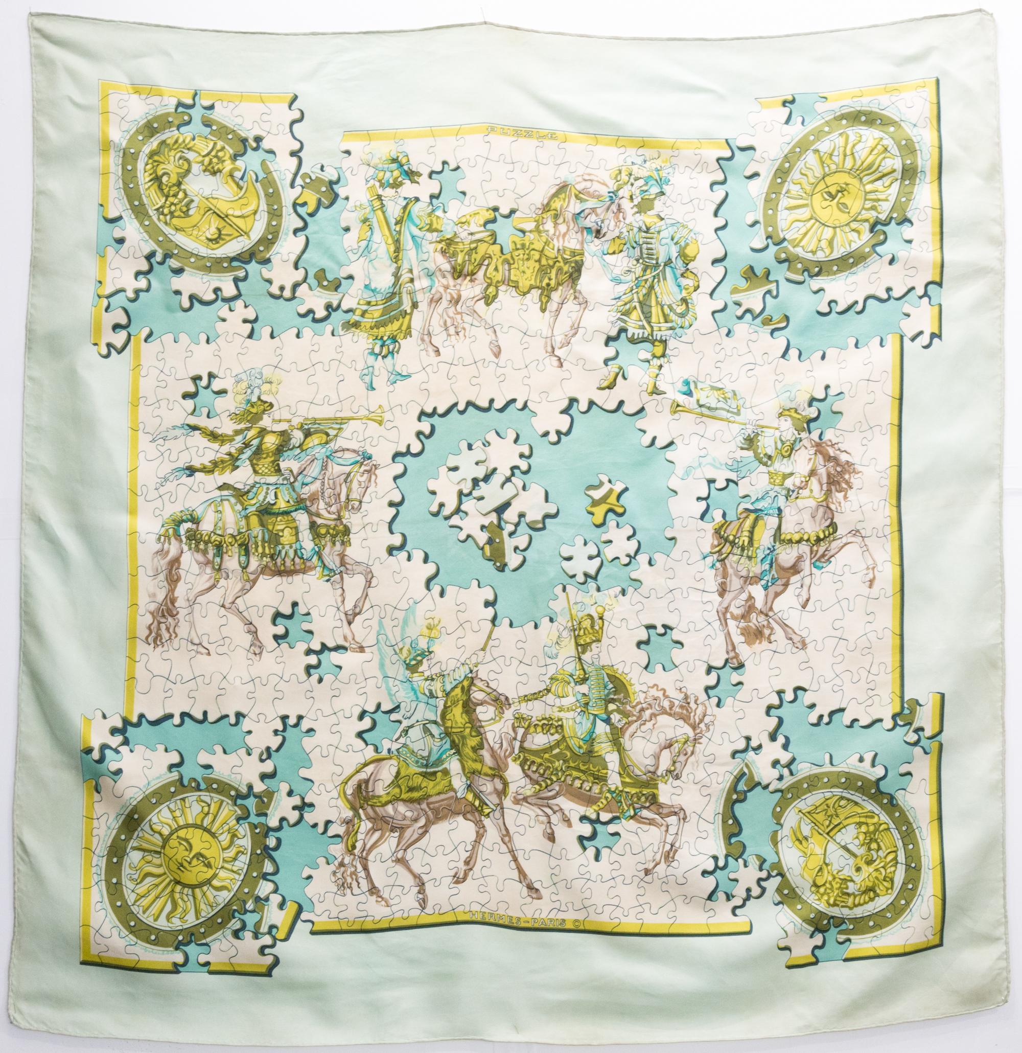 Hermes Puzzle by Joachim Metz Silk Scarf 2