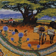 Hermes Puzzle Sous Le Cedre Mosaic Jaune / Multicolor New w/Box