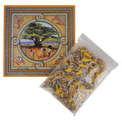 Used Hermes Puzzle Sous Le Cedre Mosaic Jaune / Multicolor New w/Box