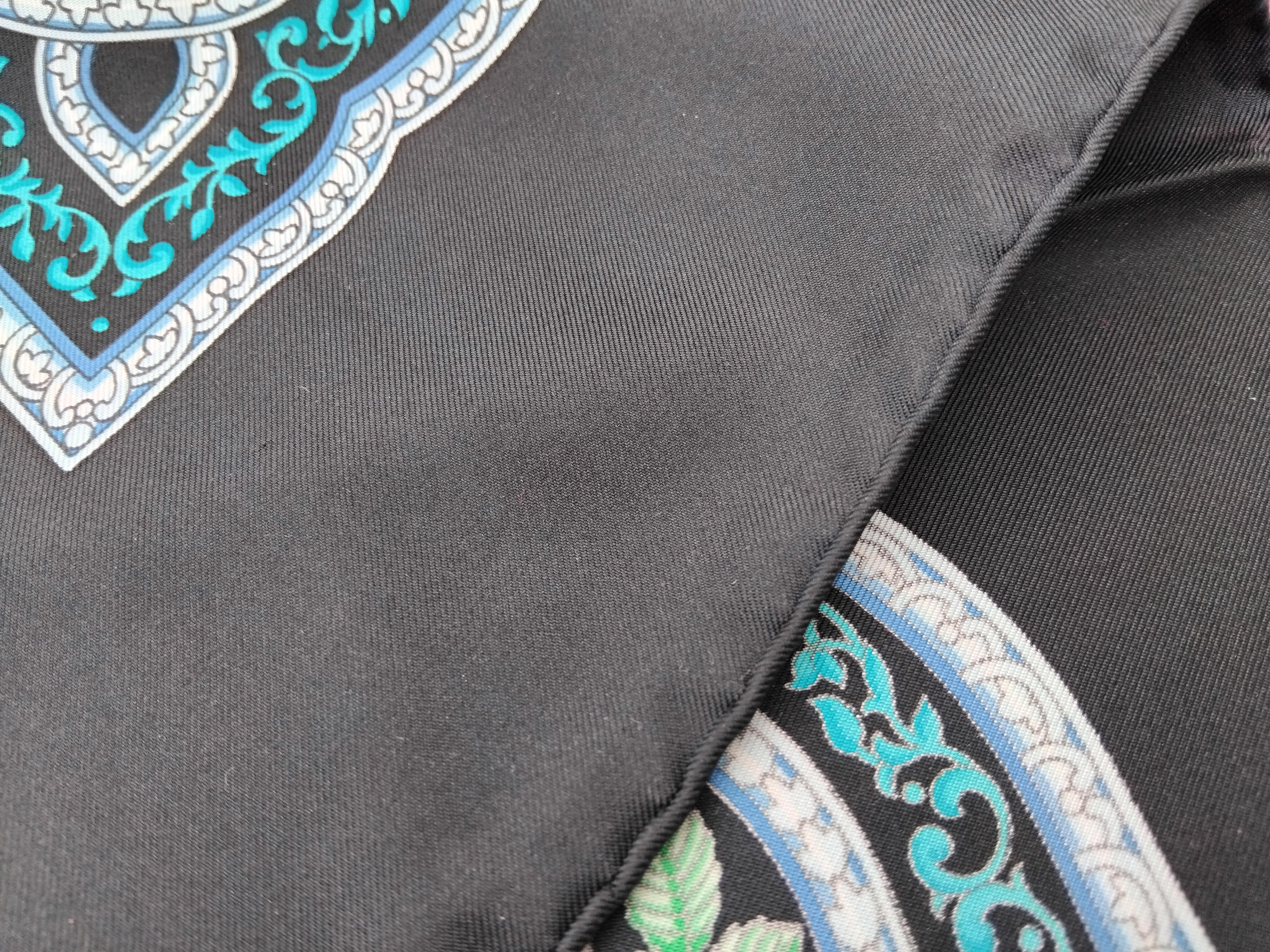Hermès Qalamdan Baschet Silk Scarf Black 35' For Sale 11