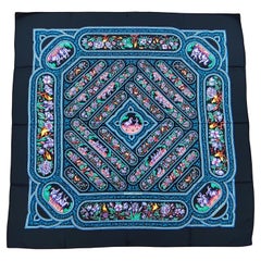 Hermès Qalamdan Baschet Silk Scarf Black 35'