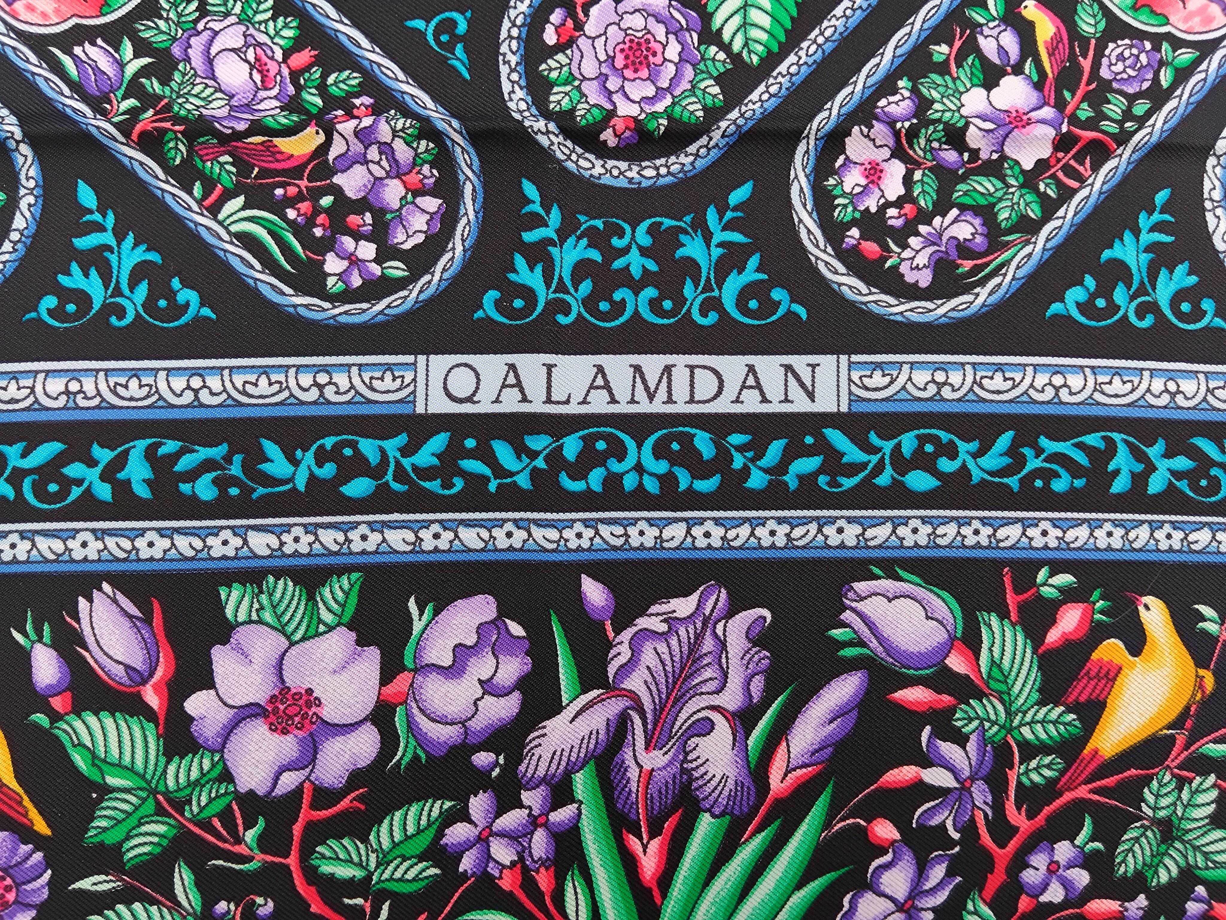 Women's Hermès Qalamdan Baschet Silk Scarf Black 35' For Sale