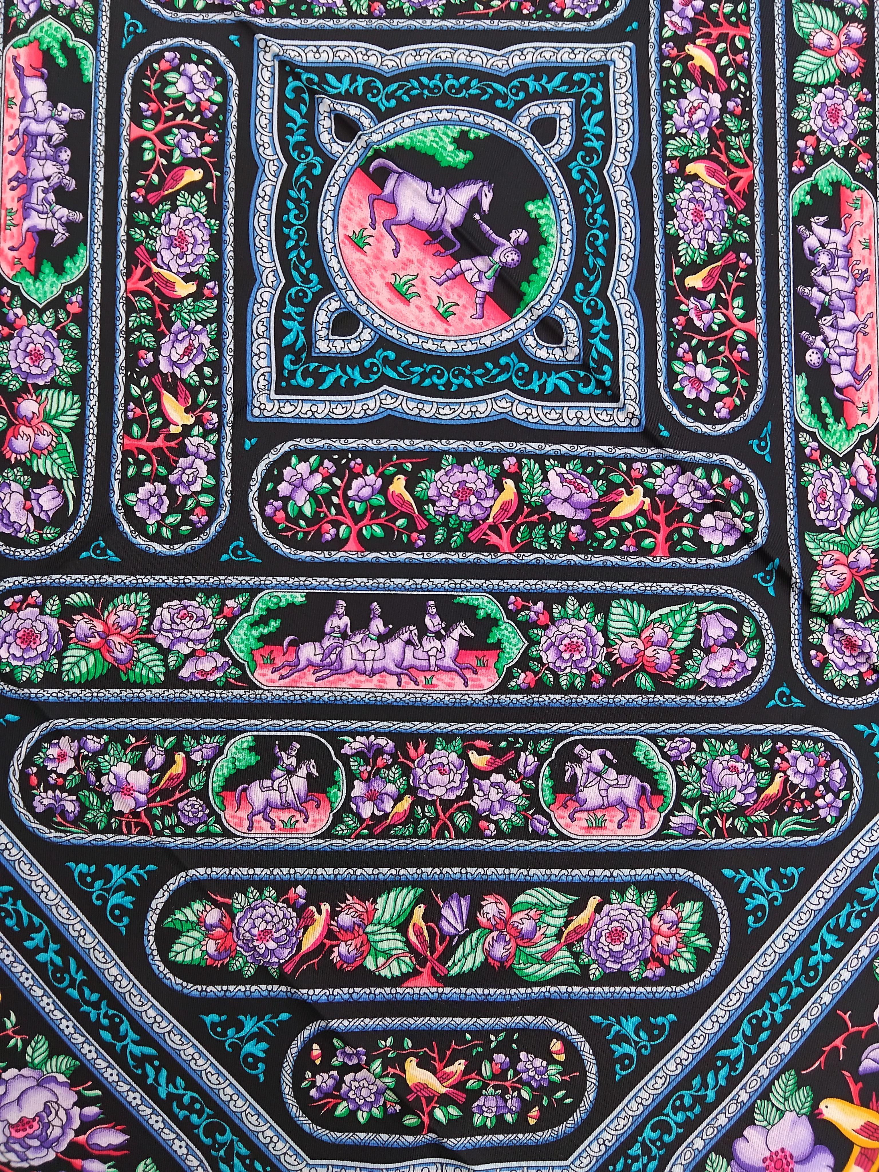 Hermès Qalamdan Baschet Silk Scarf Black 35' For Sale 4