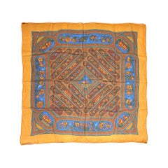 Hermès ""Qalamdan"" Seidenchiffonschal 90 cm von Catherine Baschet, 1990.