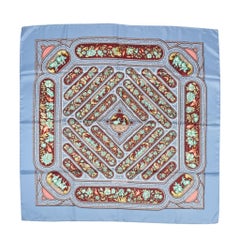 Hermes Qalamdan Vintage Scarf 90 Bleu Mulitcolore