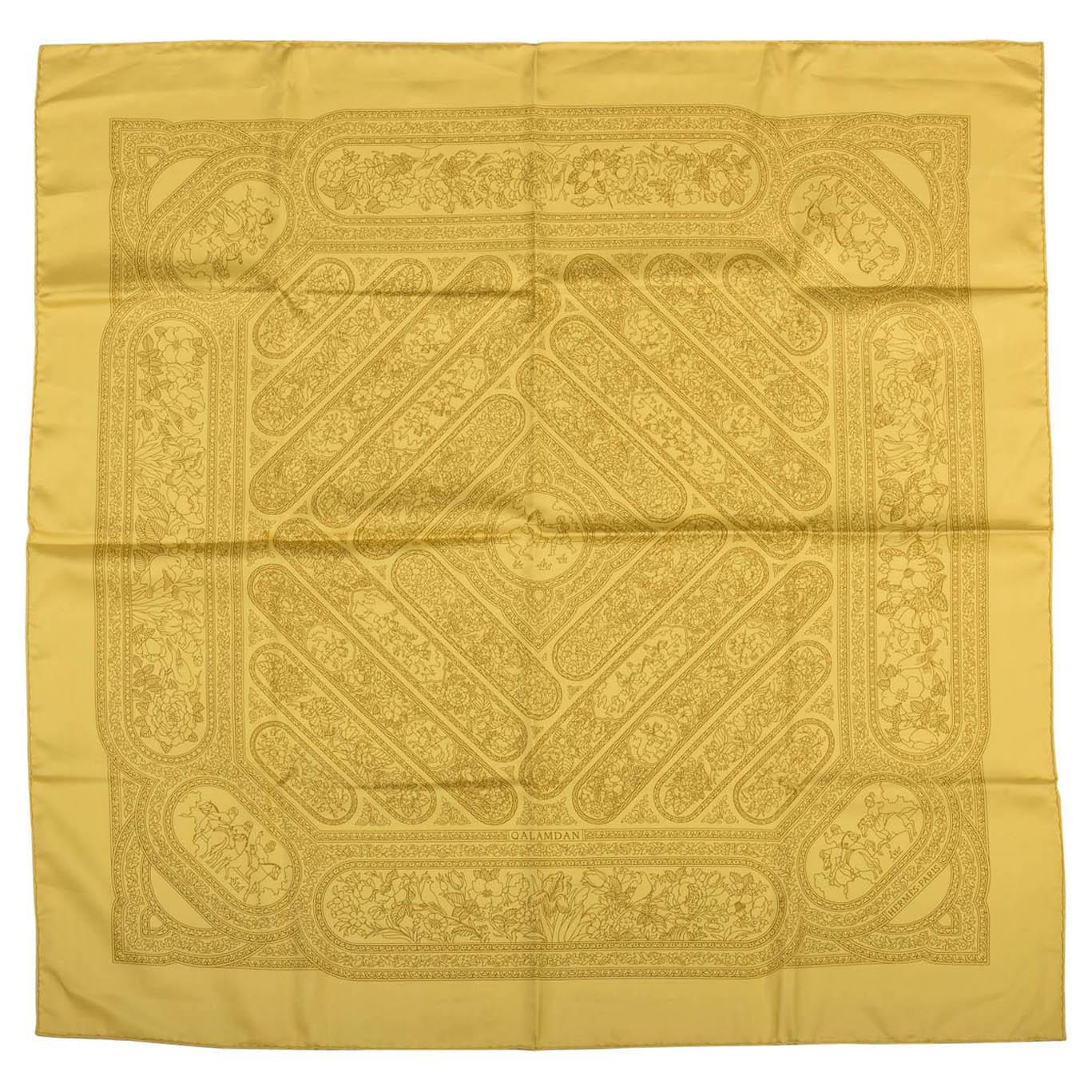 Hermes Qalamdan Yellow Silk Scarf, Box