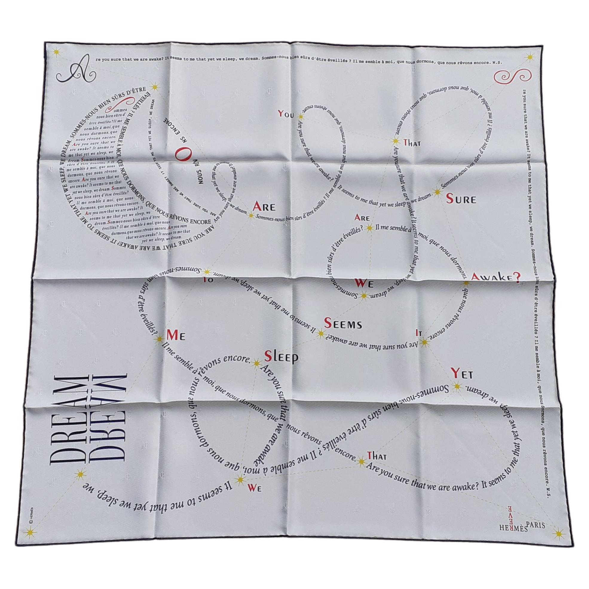 Hermès Quadrige Silk Scarf Carreve Dream White 70 cm For Sale