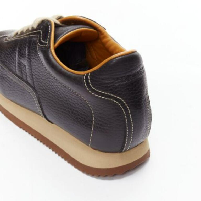 HERMES Quick baskets basses en cuir de veau noir avec logo H EU37.5 5