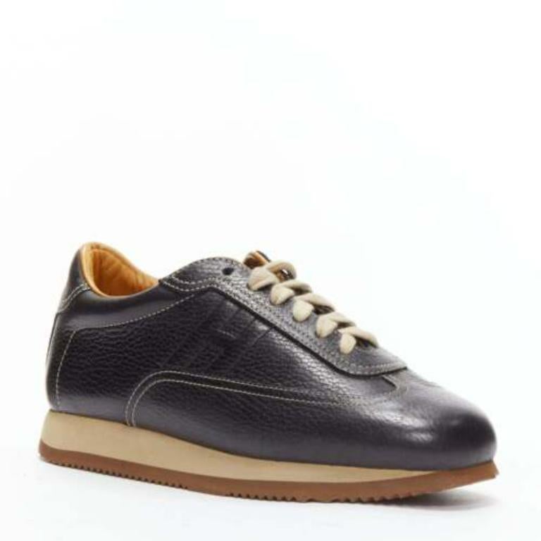 Noir HERMES Quick baskets basses en cuir de veau noir avec logo H EU37.5