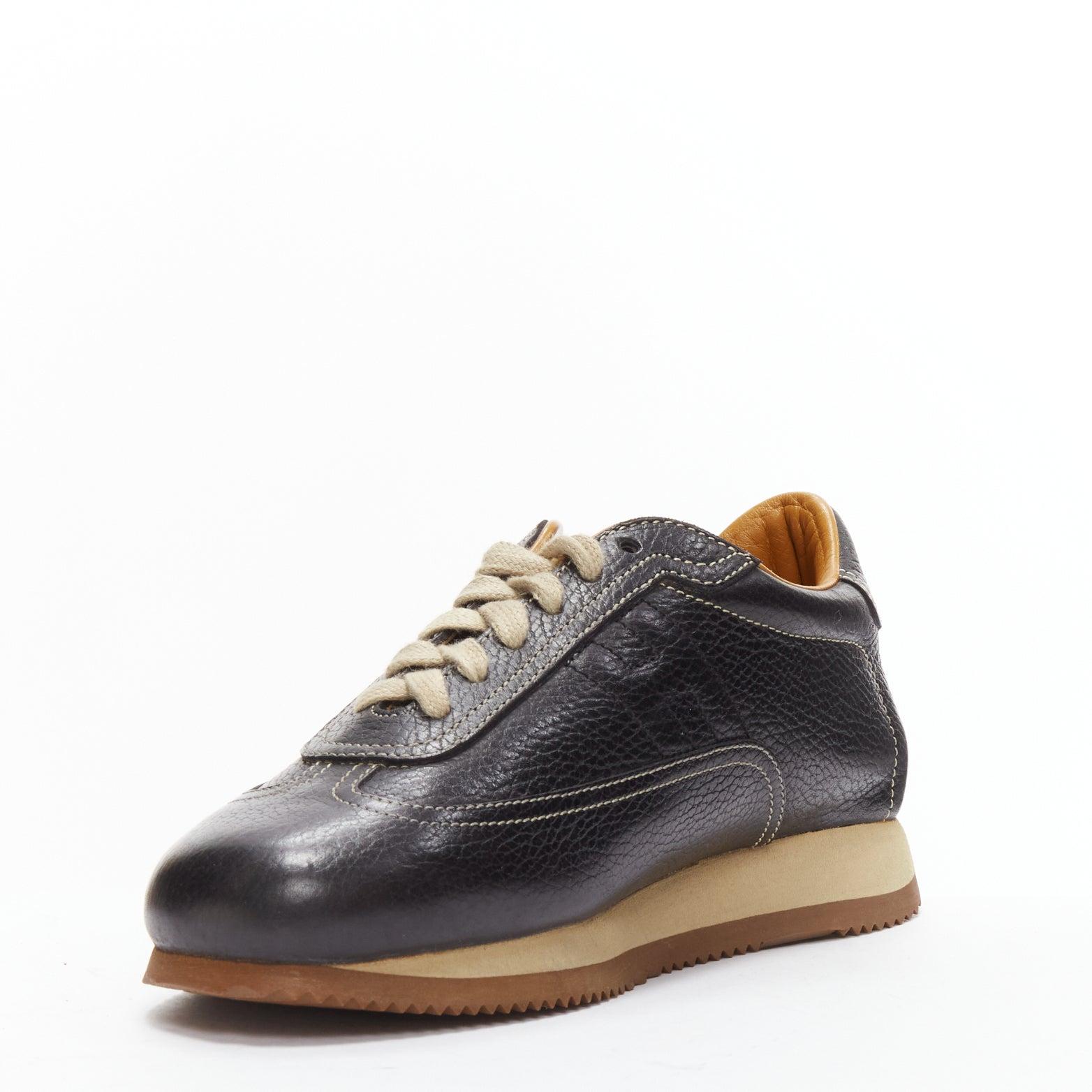  HERMES Quick baskets basses en cuir de veau noir avec logo H EU37.5 Pour femmes 