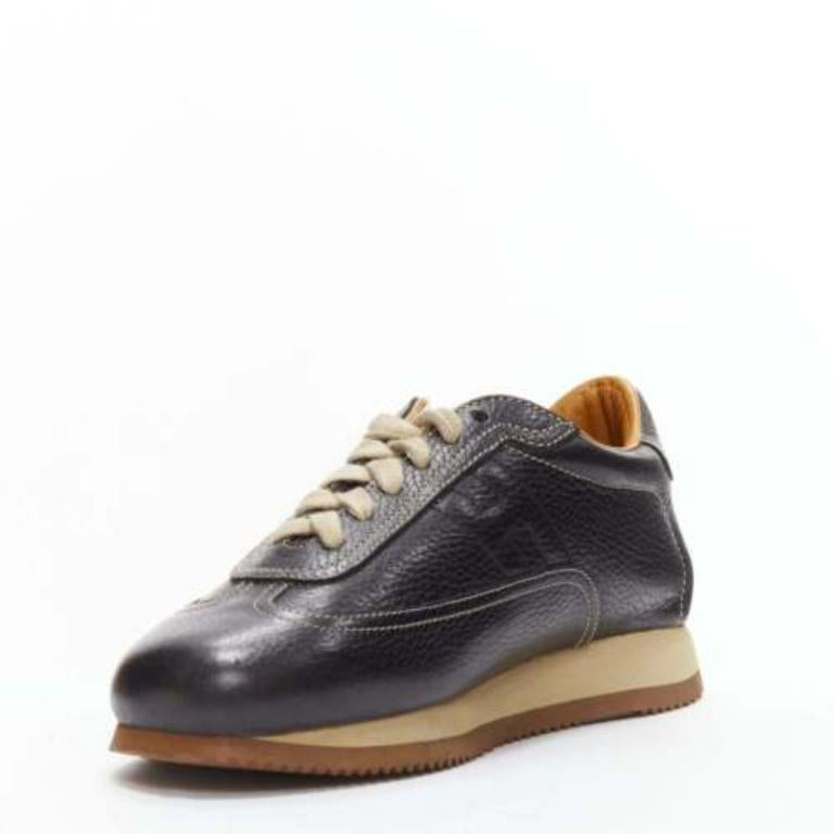  HERMES Quick baskets basses en cuir de veau noir avec logo H EU37.5 Pour femmes 