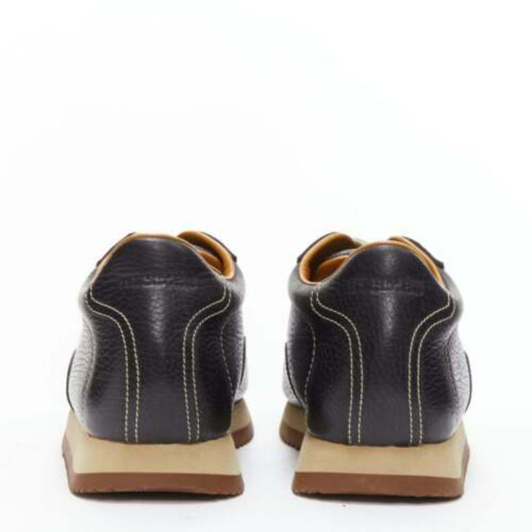 HERMES Quick baskets basses en cuir de veau noir avec logo H EU37.5 1