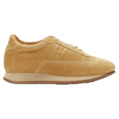 HERMES Quick tan suede H logo low top sneakers EU37.5