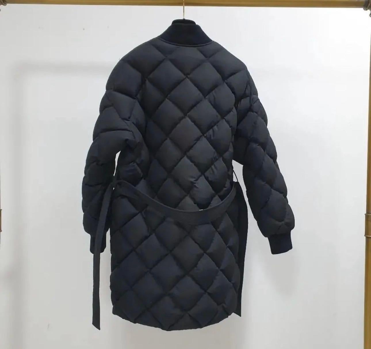 Long-sleeve puffer coat in plain quilted plume canvas with 