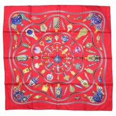 Hermès "Qu'importe Le Flacon" 90cm Silk Twill Scarf by Catherine Baschet, 2000.