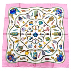 Hermes "Qu'importe le Flacon" Perfume Print Silk Scarf circa 1980s