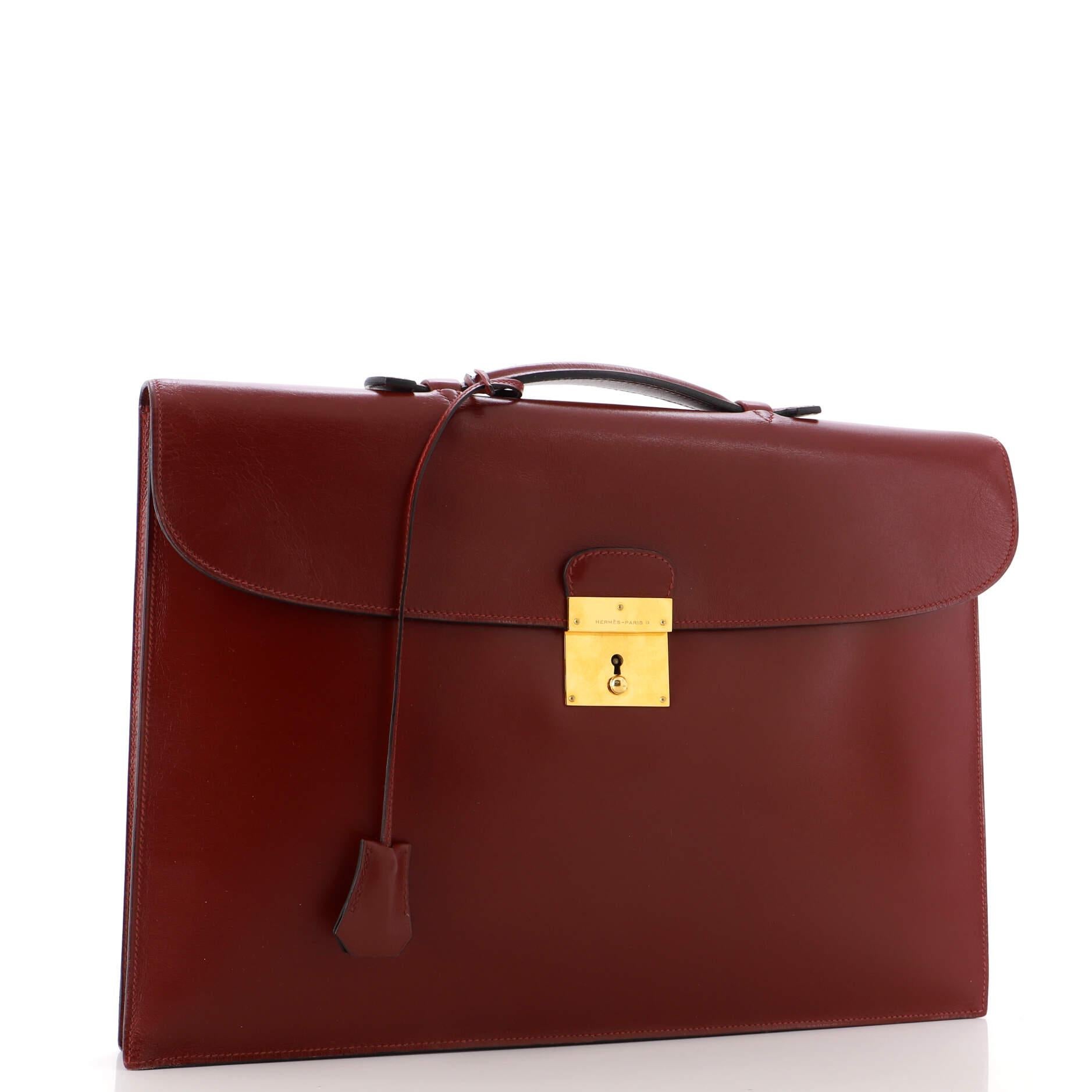 Hermes Quirus Briefcase Box Calf In Good Condition In NY, NY