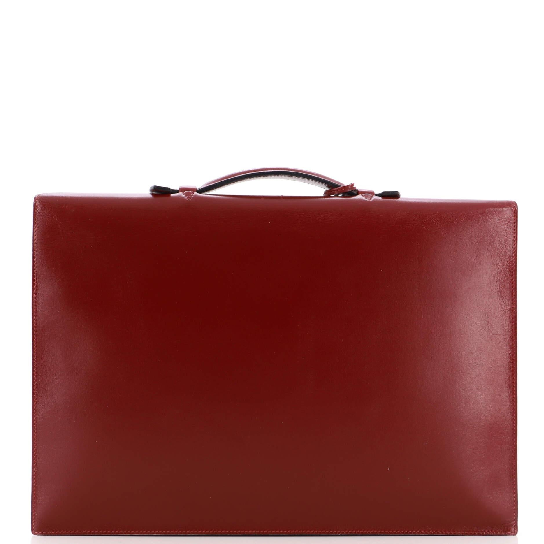 Hermes Quirus Briefcase Box Calf In Good Condition In NY, NY