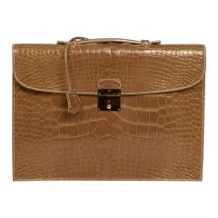 Hermes Quirus Briefcase / Portfolio / Attache Ficelle Alligator Gold Hardware