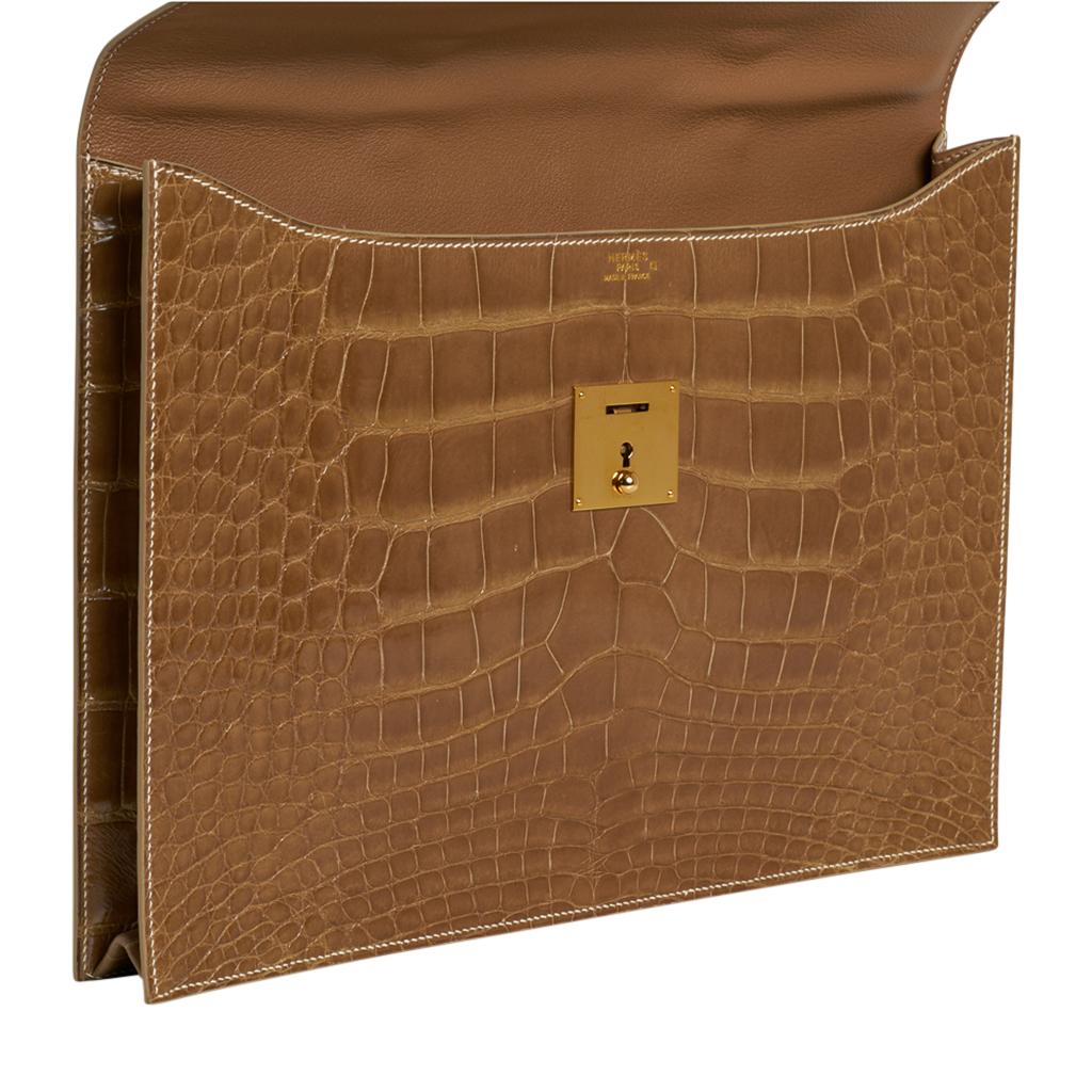 Hermes Quirus Briefcase / Portfolio / Attache Ficelle Alligator Gold Hardware 1