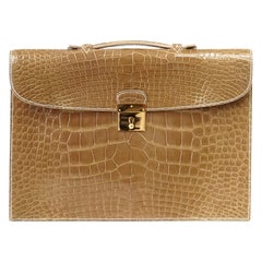 Hermes Quirus Briefcase / Portfolio / Attache Ficelle Alligator Gold Hardware