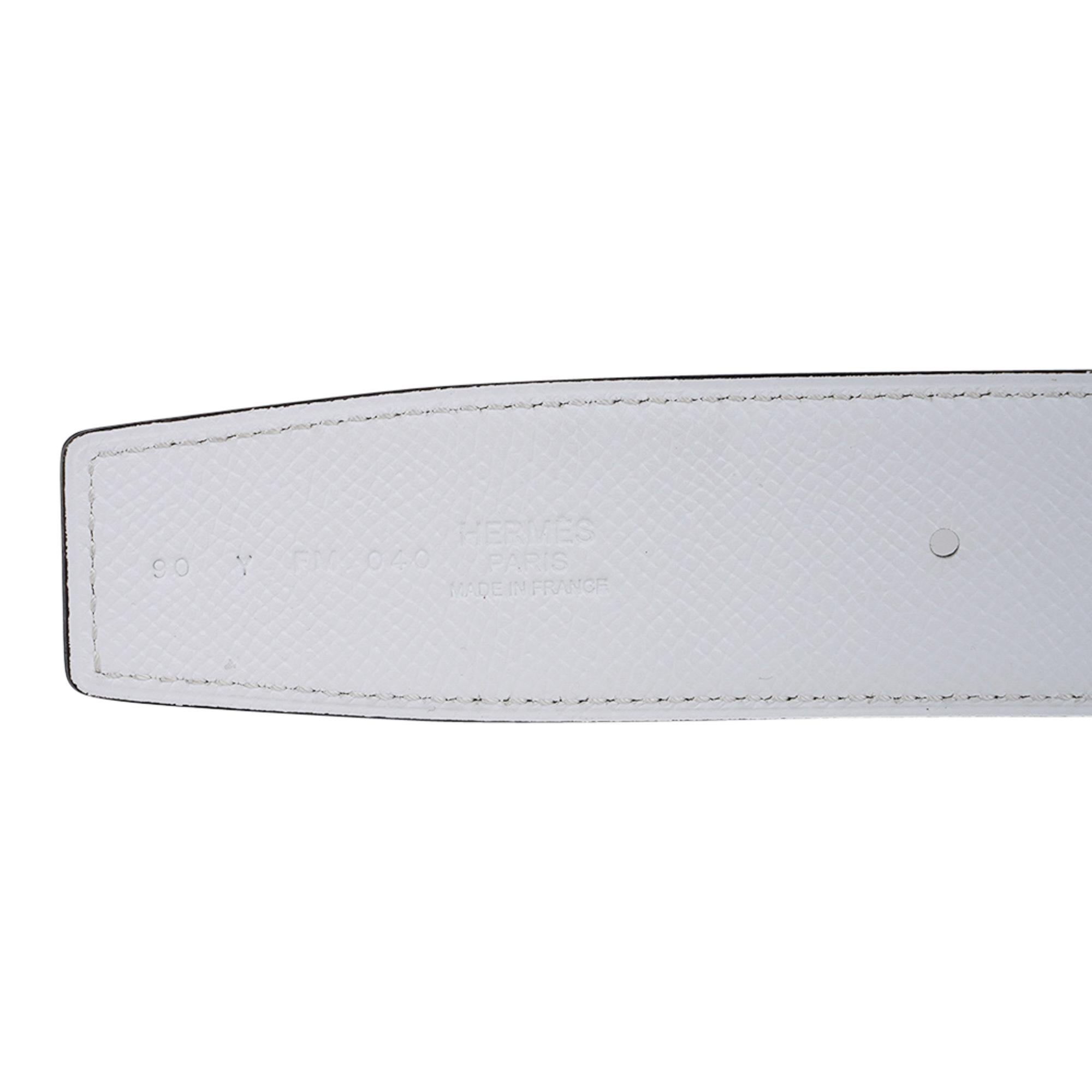 Hermes Quizz Rainbow Buckle Belt H Constance 38 mm White / Etoupe Epsom 90 For Sale 1