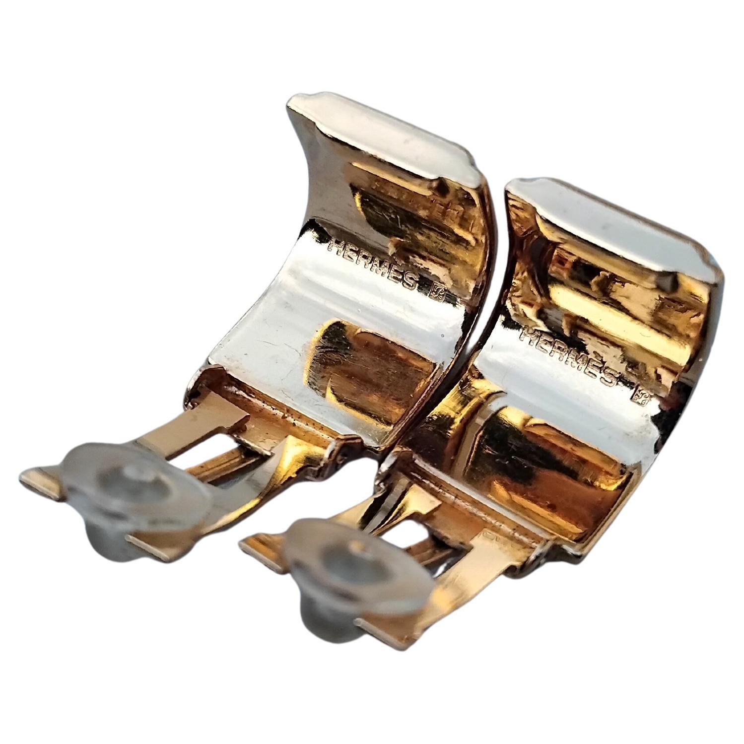 Hermès RabbitS Dogs Print Enamel Matching Bracelet Earrings Gold Hdw Size 70 en vente 7