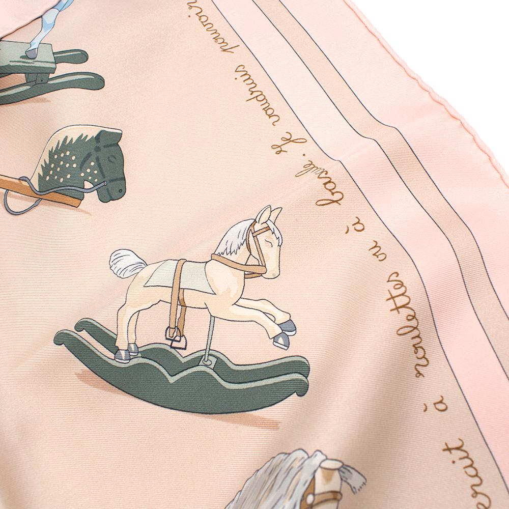 Beige Hermes Raconte-Moi Le Cheval by Dimitri R Silk Scarf  one size