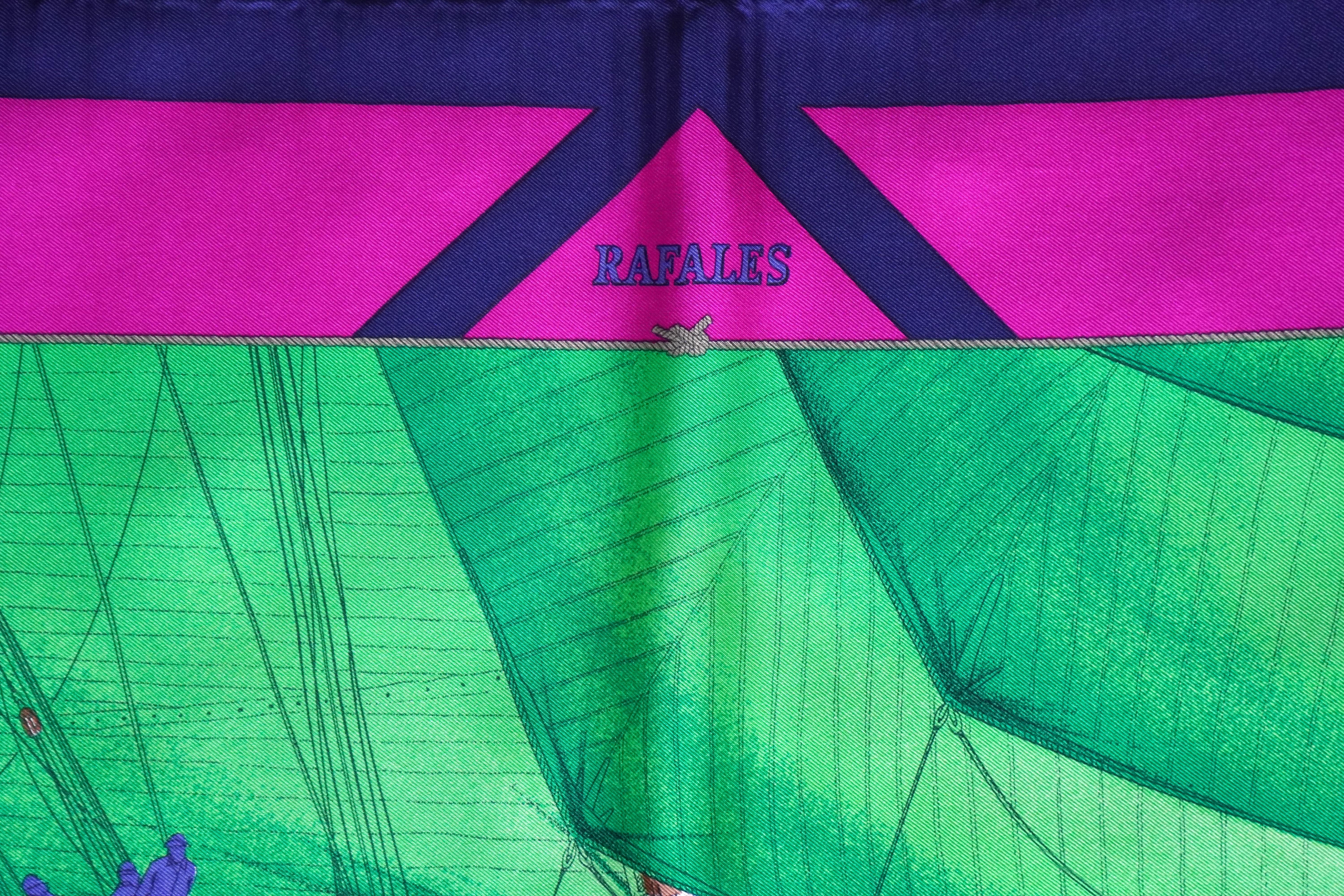 Hermes Rafales Sailing Silk Scarf by Yannick Manier In Good Condition For Sale In Beverly Hills, CA