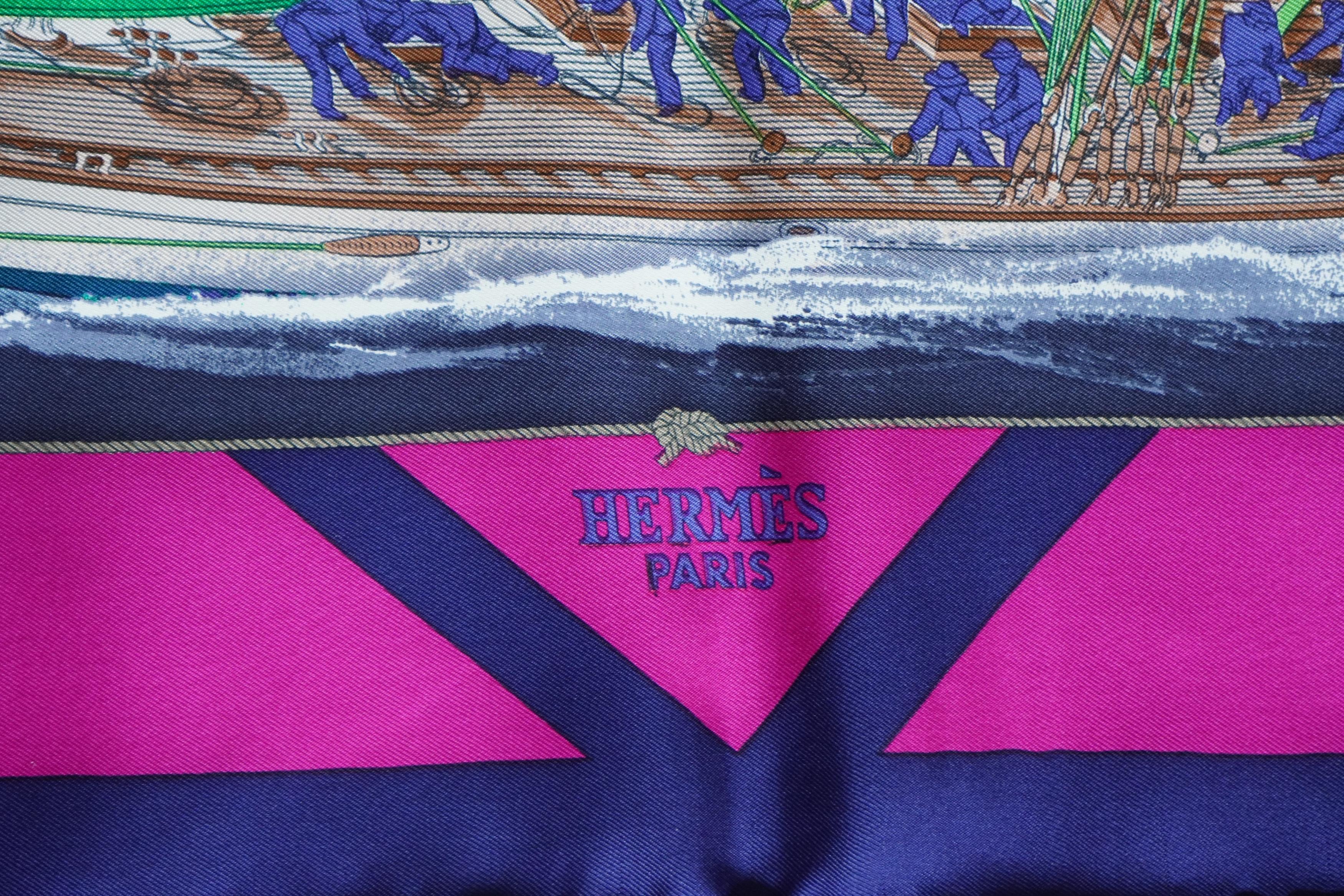 Hermes Rafales Sailing Silk Scarf by Yannick Manier For Sale 1