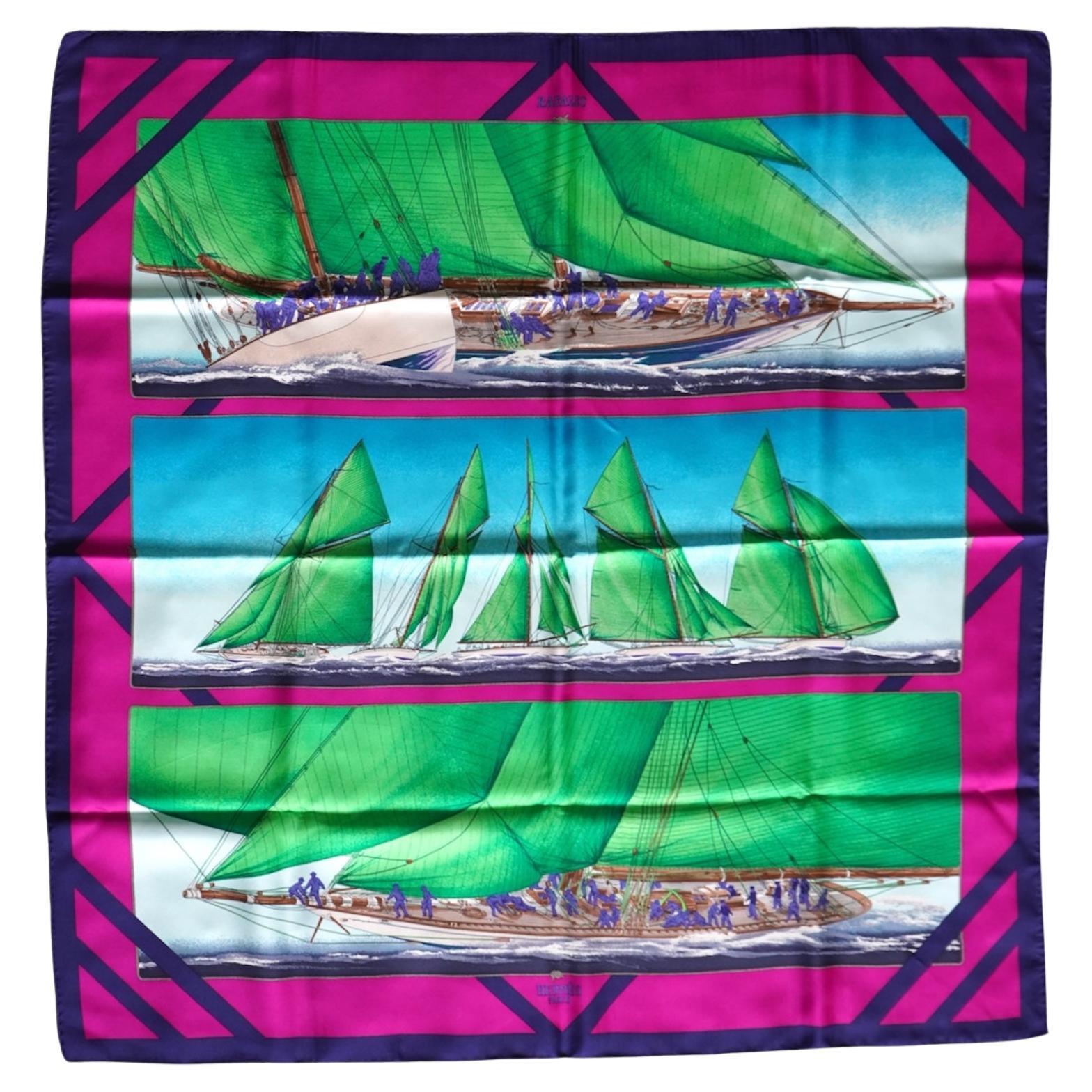 Hermes Rafales Sailing Silk Scarf by Yannick Manier For Sale