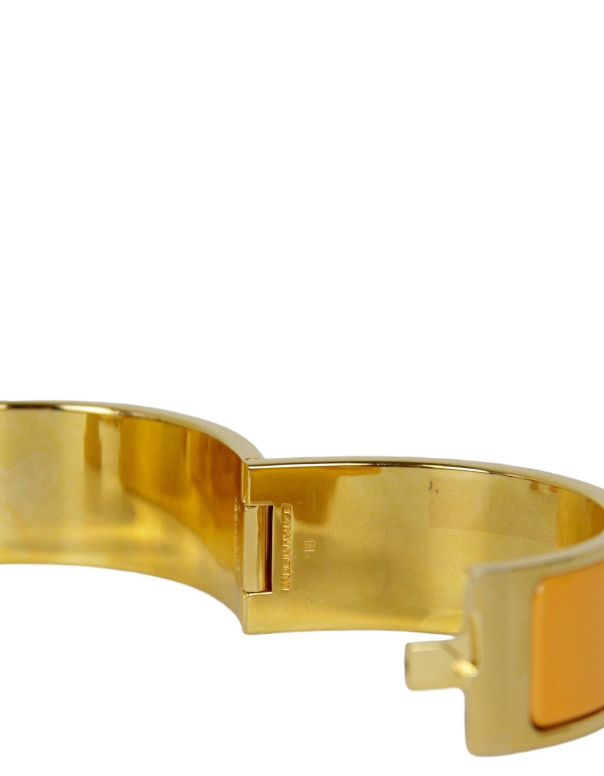Hermes Arcobaleno Arancione Smalto Ampio Clic Clac H Bracciale sz GM In condizioni ottime in vendita a New York, NY