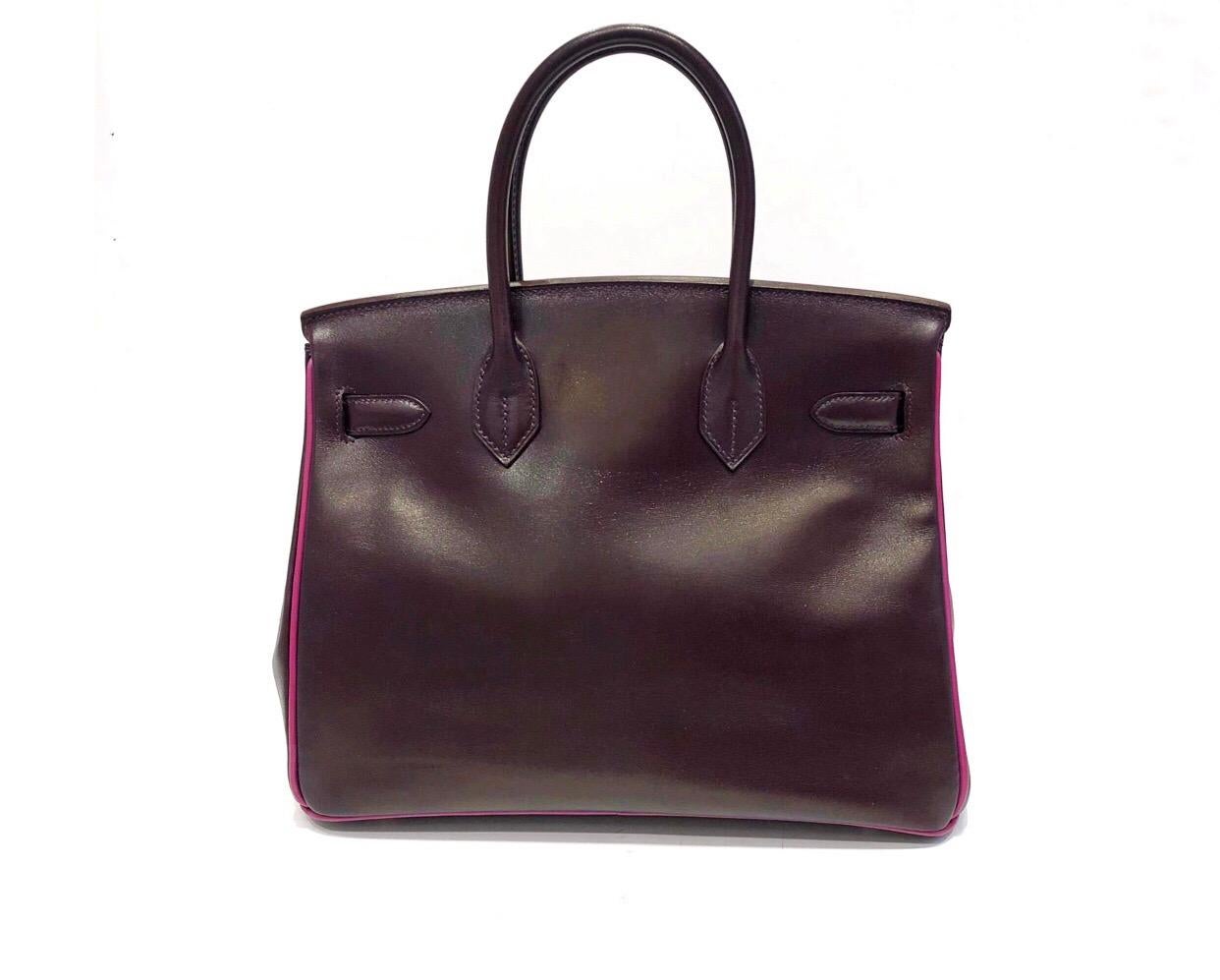 Black Hermès Raisin Birkin 30 Bag in Box Calf leather.2005