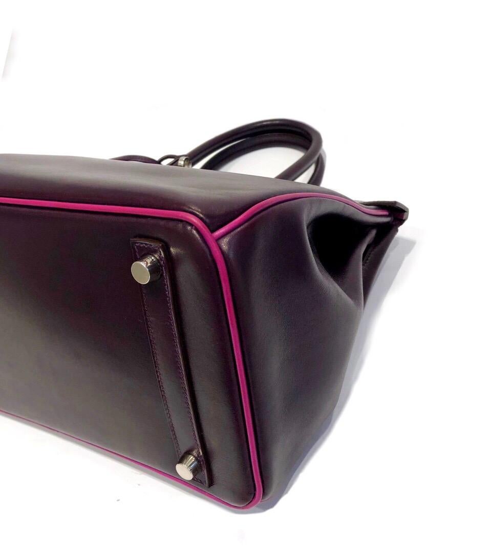 Women's or Men's Hermès Raisin Birkin 30 Bag in Box Calf leather.2005