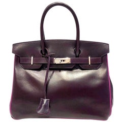 Hermès Raisin Birkin 30 Bag in Box Calf leather.2005