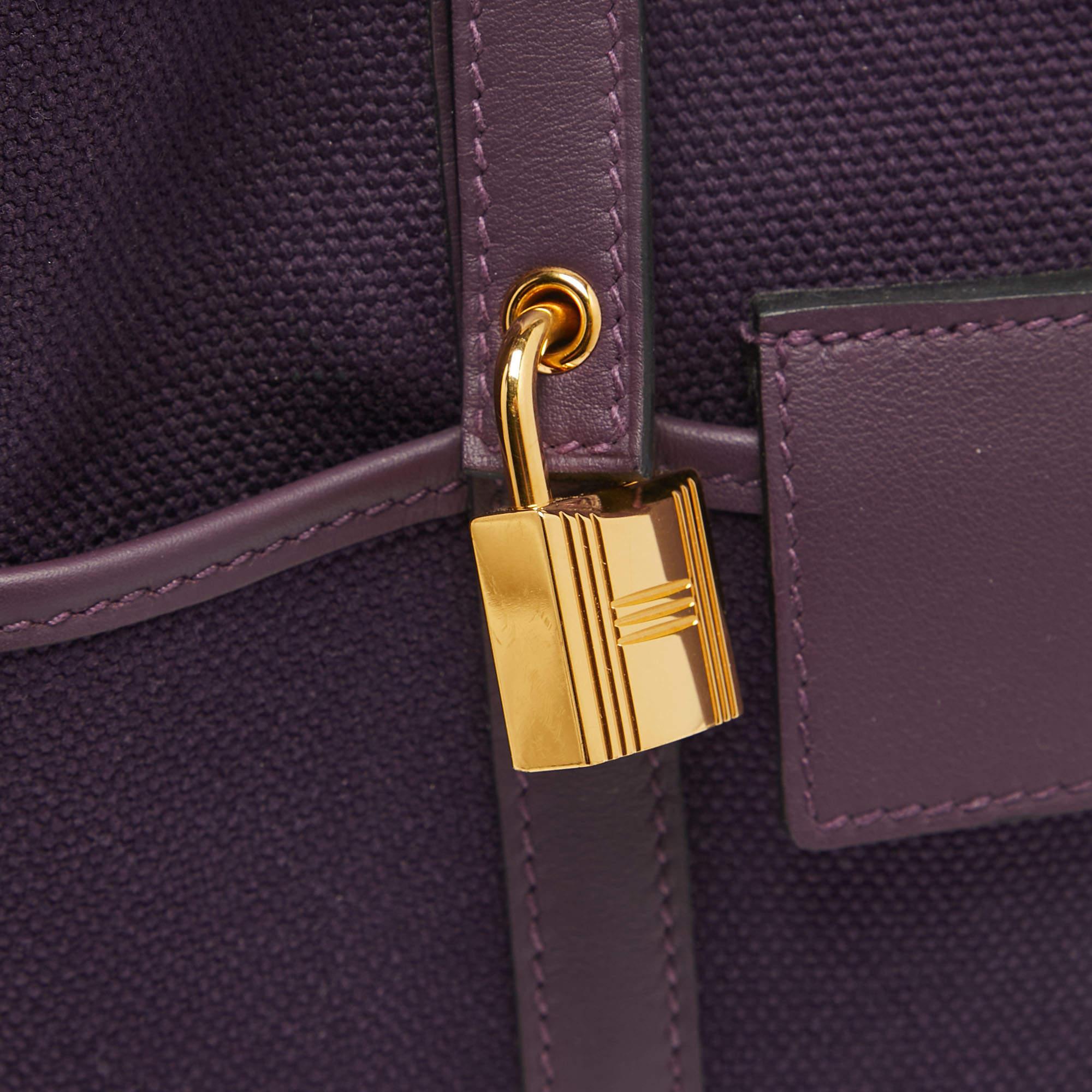 Hermes Raisin/Cassis Toile Goeland and Swift Leather Cargo Picotin Lock 18 Bag 1