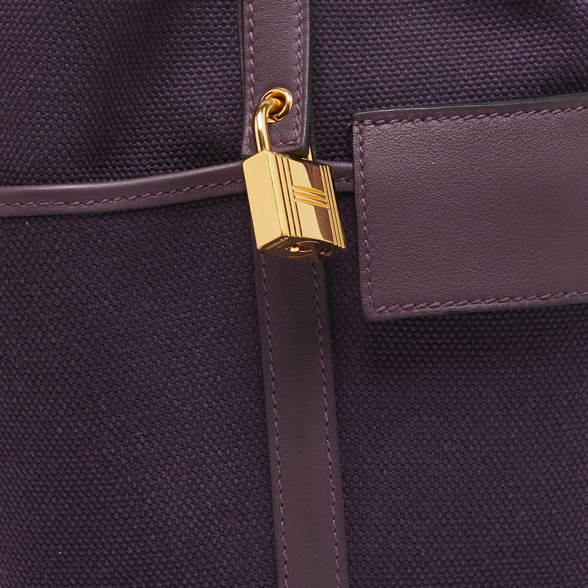 Hermes Raisin/Cassis Toile Goeland and Swift Leather Cargo Picotin Lock 18 Bag 2