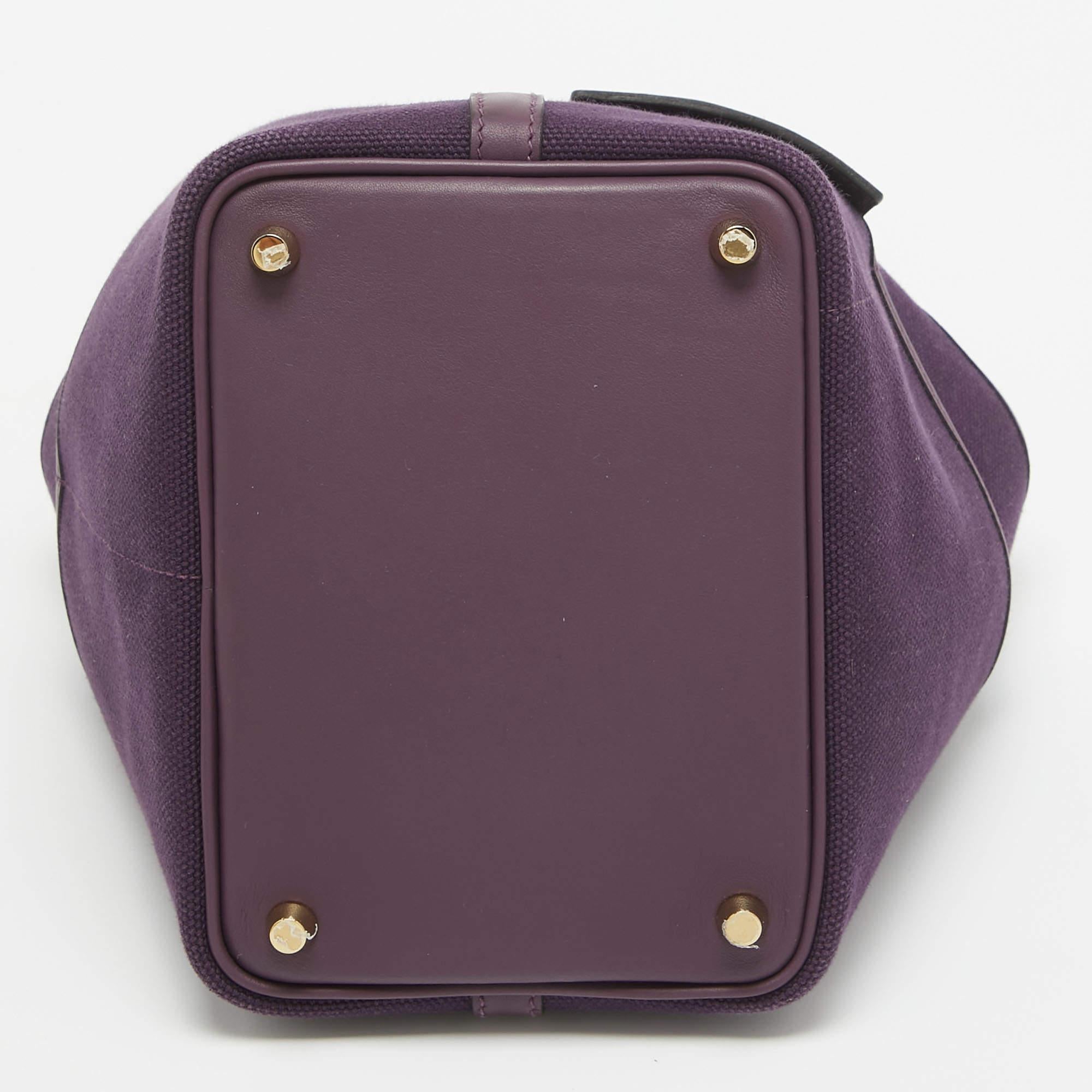 Hermes Raisin/Cassis Toile Goeland and Swift Leather Cargo Picotin Lock 18 Bag 3