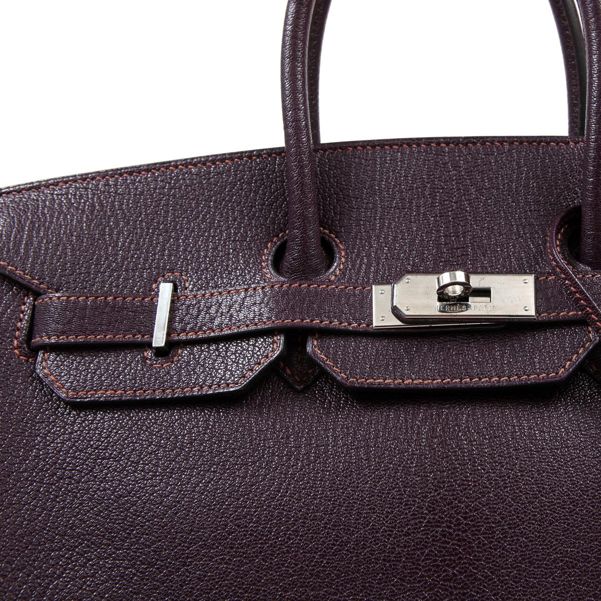 Black Hermès Raisin Chevre Leather 35 cm Birkin Bag