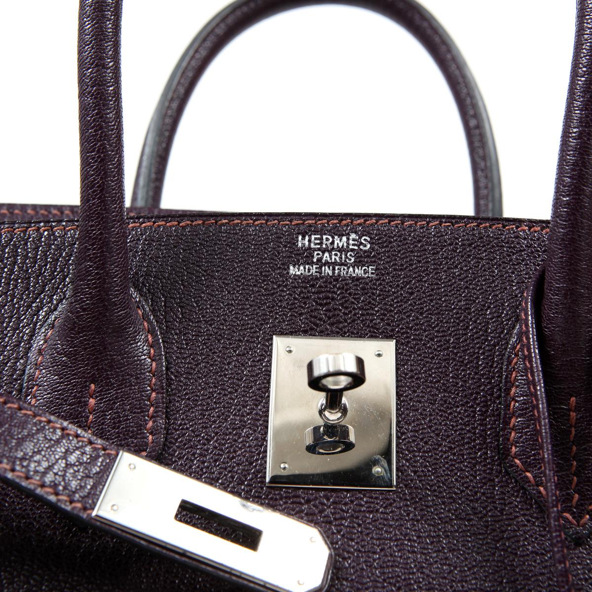 Women's Hermès Raisin Chevre Leather 35 cm Birkin Bag