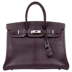 Hermès Raisin Chevre Leather 35 cm Birkin Bag