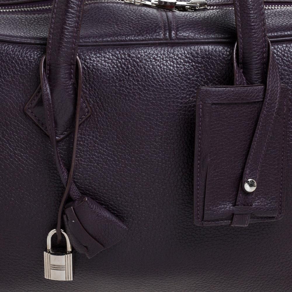 Hermes Raisin Clemence Leather Victoria II Bag 1