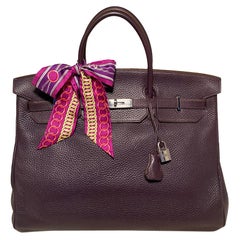 Hermes Raisin Purple Clemence Birkin 40 PDH