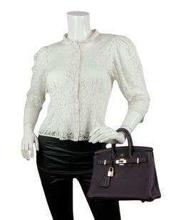 Hermes Raisin Lila Togo Leder 25cm Birkin Tasche w / Box, Staubbeutel & Regenmantel