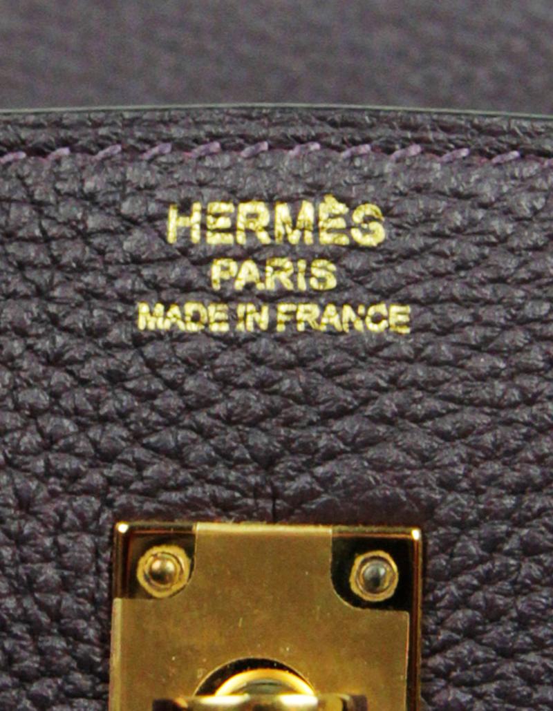 Women's Hermes Raisin Purple Togo Leather 25cm Birkin Bag w/ Box, Dustbag & Raincoat 